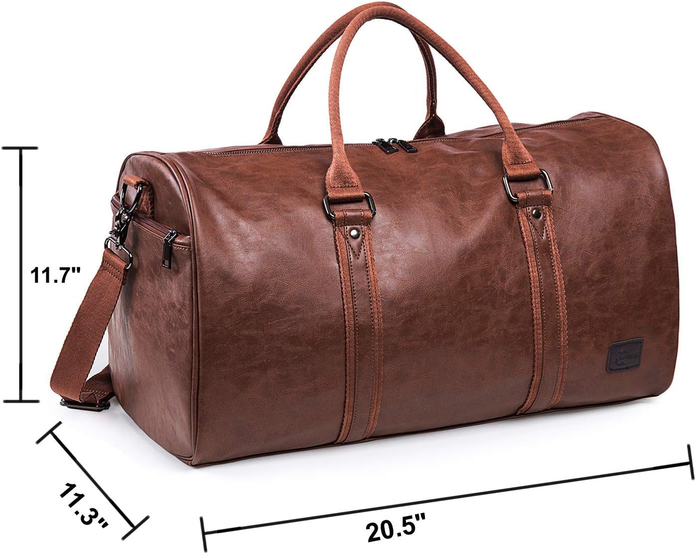 Weekender Oversized Travel Duffel Bag with Shoe Pouch, Leather Carry on Bag